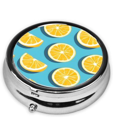 Lemon Wedges Round Pill Box | 3 Compartment Portable Organizer for Travel & Purses - Buy Online on GoSupps.com