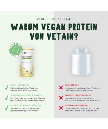 Vetain Vegan Protein Vanilla | Organic Allergen-Free Protein Powder | 600g - Delicious & Naturally Tolerated - Buy Online on GoSupps.com