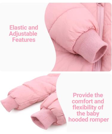 Baby Hooded Winter Romper Down Jacket | Kids Snowsuit Coat | 9-12 Months Pink - Buy Online on GoSupps.com