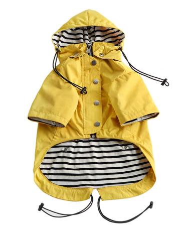 Pethiy Premium dogs raincoat rain jackets for dogs waterproof dog coat with zipper dog rainy hoodies with reflective buttons and bags with removable hood-yellow-m y yellow