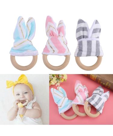 Natural Wooden Teething Rings for Babies - 2Pcs Teether Set for Boys & Girls (Gray) - Safe & Stylish Teething Solution - Buy Online on GoSupps.com