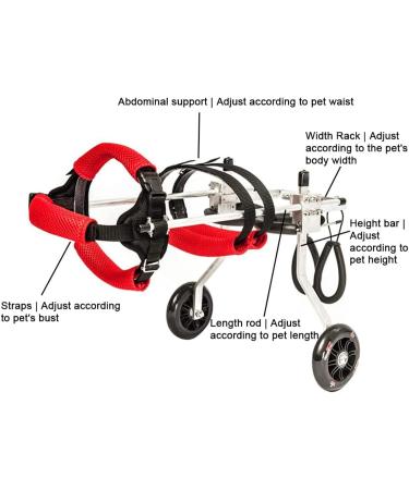 Adjustable Dog Wheelchair 2 Wheel Pet Wheelchair Assist Small Pets with Paralyzed Hind Limbs to Recover Their Mobility Easy Assemble & Light Weight (Size : M) Medium - Buy Online on GoSupps.com