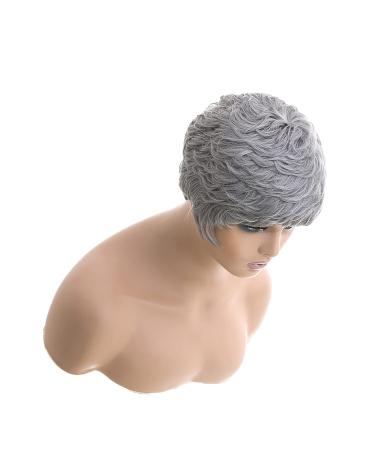 Short Grey Pixie Cut Wig for Black Women - Black Wavy Layered Style - Buy Online on GoSupps.com