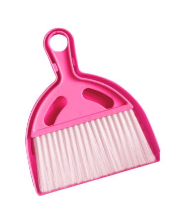 Desktop Cleaning Brush Small Broom Counter Duster with Hand Brush/Broom Bristles Light Weight Used for Cleaning Bathrooms Terraces Kitchens Walls and Decks Red
