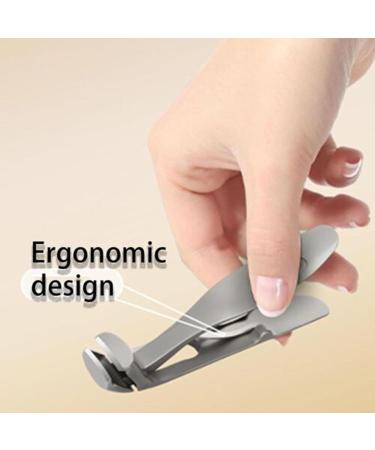 Djowyh Angled Nail Clippers | Thick Nail Clippers | Stainless Steel Slant Head Nail Clippers - Ergonomic Nail Cutter with Wide Mouth Splash-proof Silver Grey Single - Buy Online on GoSupps.com