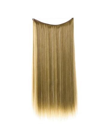 Natural wig piece one piece long straight hair high temperature silk fish line hair extension piece chenghuax (Color : M6PH613 Size : 18)