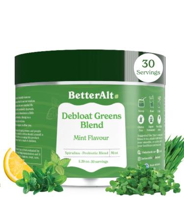 Better Alt Greens Powder Detox & Debloat with 15 Super Greens Blend of Spirulina Moringa Powder Wheatgrass Pre & Probiotics Packed with Anti-oxidants Mint Flavor No Maltodextrin 30 Servings