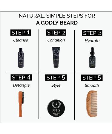 ZEUS Premium Beard Care Kit Complete Grooming Set with Beard Wash Oil Balm Brush & Comb (Sandalwood) for Ultimate Grooming - Buy Online on GoSupps.com