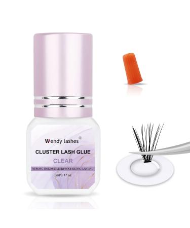 Eyelashes glue cluster eyelash glue 5ml eyelash glue transparent for eyelashes individually waterproof 72 hours hold eyelash glue lash glue (transparent-5ml) clear eyelash adhesive