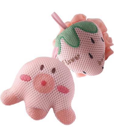 Beavorty 2pcs Cartoon Bath Ball Shower Balls Bath Sponge Swirl Shower sponges for Women Animal Body Scrub Sponge Cartoon Shower loofah Universal Child Africa Polyester Filled Cotton pe