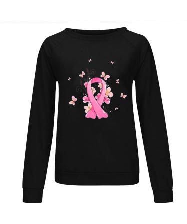 Yihaojia Womens Fall Blouse Crewneck Long Sleeve Shirts Trendy Print Lightweight Casual Breast Cancer Shirts Thin Fall Black#70 XX-Large - Buy Online on GoSupps.com
