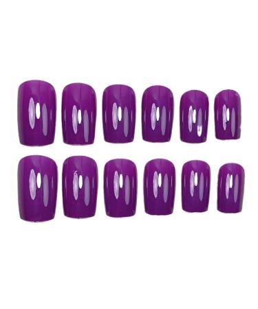 Purple Press on Nails - Short Square Acrylic False Nails | 24pcs Stylish Designs | Glossy Full Cover Stick-On Nails for Women - Buy Online on GoSupps.com