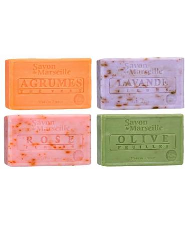 Le Chatelard 1802 Marseille soap 4 x 100 grams in citruslavenderroseolive scents