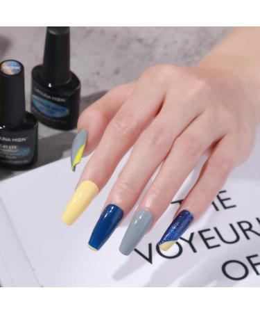 LagunaMoon Gel Nail Polish Set - 6 Colours Glitter Blue Metallic Silver Yellow Grey High-Shine Kit Gel Polish for Salon Quality DIY Nails - UV LED Soak Off Lacquer Kit Varnish Manicure & Pedicure - Buy Online on GoSupps.com