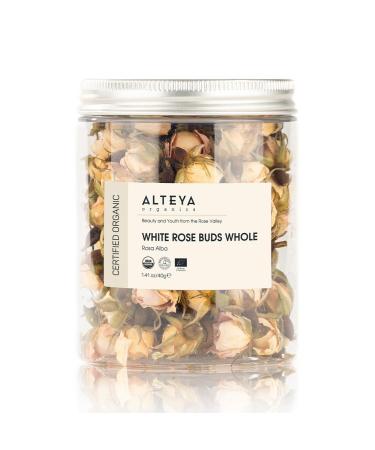 Alteya Organics Organic Dried Alba Rose Flowers 40g - 100% USDA Certified Organic - Hand Baked & Sold Directly by Rose Grower Alteya Organics