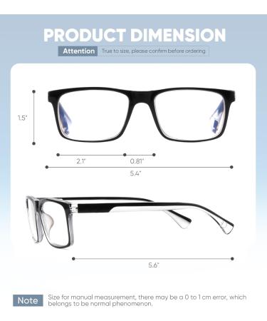 Missfive 2-Pack Men's Multifocus Progressive Reading Glasses - Blue Light Blocking No-Line Trifocal Readers with Spring Hinge - Black Eyeglasses for Near Range 3.5 - Buy Online on GoSupps.com