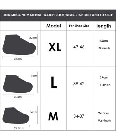 Rehomy Waterproof Shoe Covers | Non-Slip Silicone Rain Overshoes with Zipper | Outdoor Shoe Protector for Kids, Men, Women | Black L (EU 38-42) - Buy Online on GoSupps.com