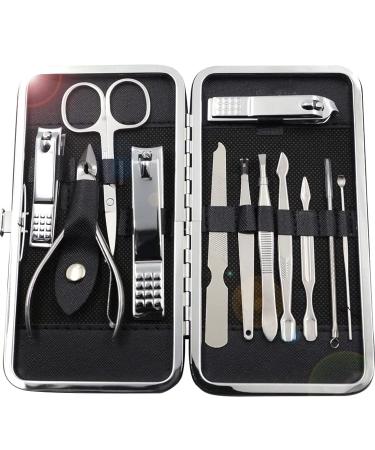 electromax Nail Clippers Manicure Set Grooming Kit for Thick Nails Cuticle Remover Toe Nail Toenail Care Cutter Pedicure Travel Tool Kit Set Men Women