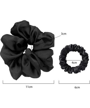 JeoPoom Silk Hair Rope 3 Pieces 11cm and 6cm Silk Hair Rope Regular Donut Hair Ties Silk Scrunchies for Women Girls Ladies(Black) - Buy Online on GoSupps.com