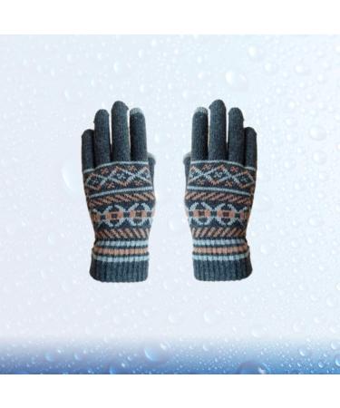 Healifty 1 pair Men's Warm Full Finger of Knitted Printed Yarn Grey Woolen Gloves - Buy Online on GoSupps.com
