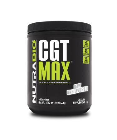 NutraBio CGT-MAX Powder- Creatine Glutamine and Taurine to Support Muscle Recovery and Strength - 40 Servings - Unflavored