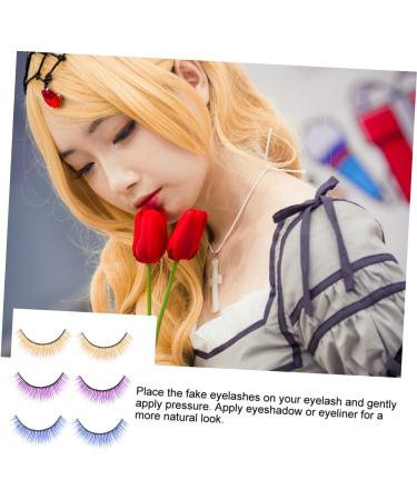 minkissy 3 Pairs 3d False Eyelashes Halloween Eyelash Faux Lashes Reusable Makeup Lashes Color Lashes Halloween Eye Lashes False Lashes Eyelashes Cross Accessories Synthetic Silk Fiber - Buy Online on GoSupps.com