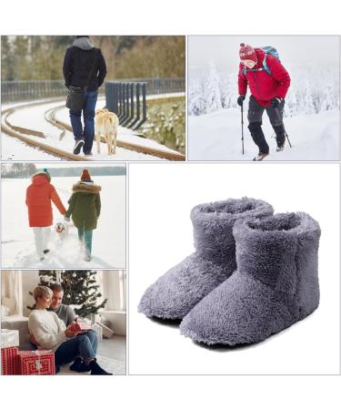 Fenyw Electrically Heated Slippers | USB Foot Warmers for Men & Women | Plush Heating Shoes for Indoor & Outdoor Use (Gray) - Buy Online on GoSupps.com