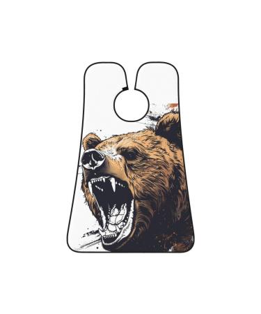 bear head Print Beard Bib Apron Non-Stick Beard Men's Hair Catcher for Shaving Gifts for Men. One Size Black2