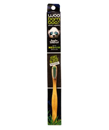 Woobamboo! Bamboo Toothbrush - Adult - Medium Bristle BPA Free Nylon Bristles Eco-Friendly Biodegradable Compostable Vegan (Pack of 1)