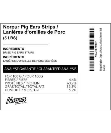 Norpur Pig Ears Strips for Dogs 5 lb. Box Natural Oven-Baked Chews with No Hormones or Preservatives Cleaner Teeth and Shinier Coat Reduce Bad Breath - Buy Online on GoSupps.com
