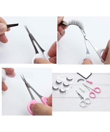 PAFASON Stainless Steel Eyebrow Grooming Scissor Set - Curved and Straight Blades, White+Pink - Buy Online on GoSupps.com