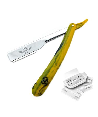 ZEEPK BEARD CUT THROAT EXPOSED BLADE STRAIGHT RAZOR BLADE HOLDER BARBER SALON QUALITY RASOIR + 10 BLADES