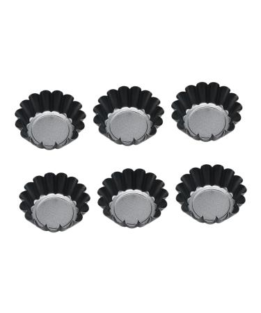 OUNONA 6pcs Cake Mold Wrought Iron Pastry Small Cake 6.5x6.5x2.2cm Black