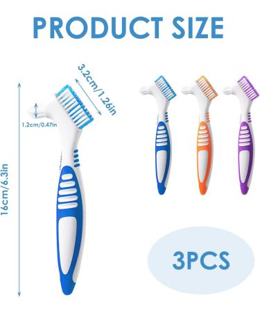 Set of 3 Ergonomic Double-Sided Denture Toothbrushes | Soft Bristles for Versatile Cleaning - Buy Online on GoSupps.com