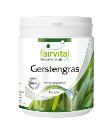 Fairvital | Barley grass powder - pure substance without additives - 400 g - from organic farming - Vegan