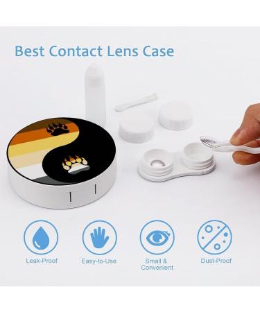 LGBT Pride Yin Yang Bear Paw Round Case For Contact Lens Kit Storage Box with Mirror Printed - Buy Online on GoSupps.com