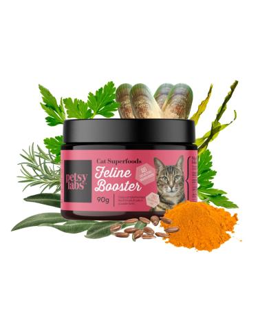 Feline Booster nutritional supplements for adults with green lip shell turmeric and probiotics - improves joint mobility digestion the health of skin and fur 270.00 g (1 Pack)