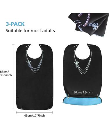 LoLosue 3Pcs Women's Elderly Reusable Adult Bibs | Waterproof Mealtime Protectors with Crumb Catcher & Necklace Design - Buy Online on GoSupps.com