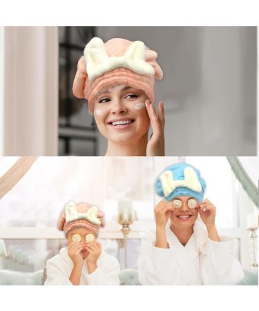 Vogvor Super Absorbent Hair Towels - 2 Pack Microfiber Turbans for Long Thick Curly Hair (Blue & Pink) - Buy Online on GoSupps.com