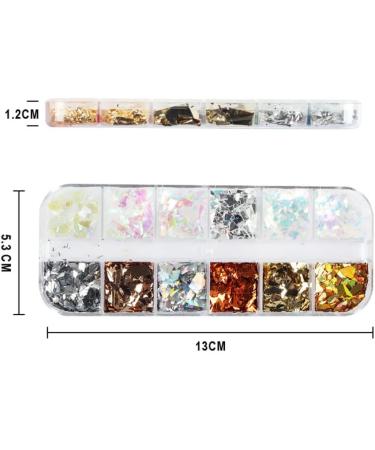Gzmayuen Holographic Nail Sequins - 12 Grid Mermaid Film & Colorful Gradient Ultra Thin Blades for Art Decoration | Perfect for Nail Art Enthusiasts - Buy Online on GoSupps.com