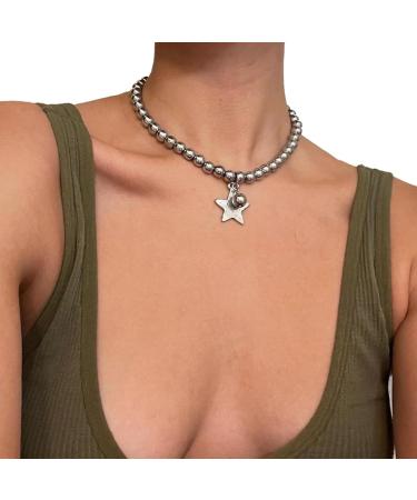 Oralgo Large Ball Chain & Vintage Pearls - Versatile Punk Choker for Women & Girls | Titanium Steel Jewelry - Buy Online on GoSupps.com