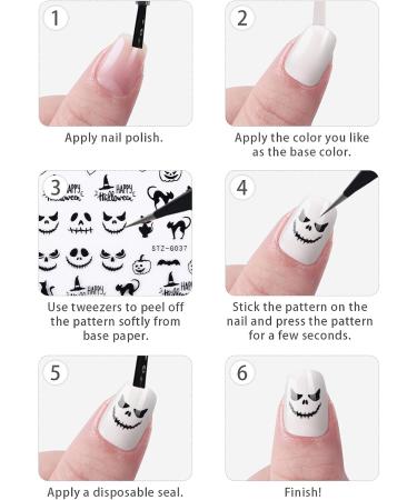 12 Sheets Halloween Nail Stickers EBANKU Black Gold 3D Self-Adhesive Nail Decals Ghost Pumpkin Grimace Skull Spider Cat Nail Sticker Designs for Women Girls Halloween Party - Buy Online on GoSupps.com