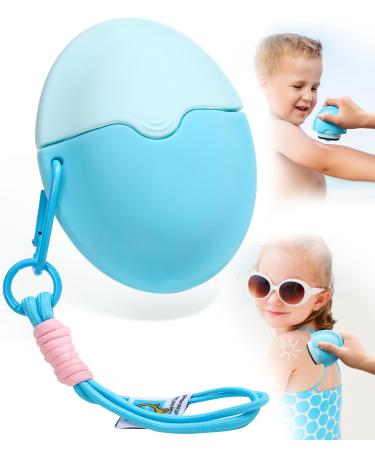 Sunscreen Applicator For Kids Adults & Families - BPA Free & Refillable Sunblock Buddy Brush Set with Protective Caps Sun Lotion Applicator Sun Cream Brush (Blue)