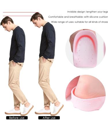 Height Increase Wedge Insole Socks | Invisible Silicone Heel Pad for Plantar Fasciitis Relief | Black 3.5CM/1.4 Inch - Buy Online on GoSupps.com