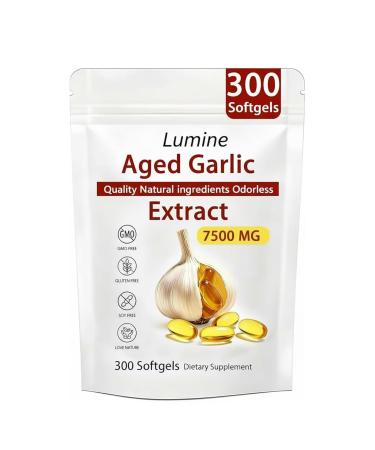 TEYAOE LUMINE Aged Garlic Extract 7500mg Odorless - 300 Softgels | Organic Non-GMO Gluten-Free | Supports Immune Health