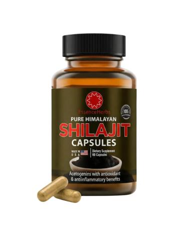 Essence Herbs Shilajit Capsules for Men & Women Pure Himalayan Shilajit with Ashwagandha Tongkat Ali & Black Seed Supports Energy & Gut Balance Non-GMO Vegan 60 Capsules