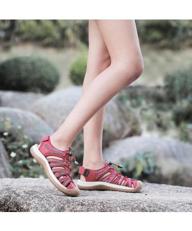 DANNTO Women's Trekking Sports Sandals - Closed Rubber Hiking Sandals for Summer Travel - Pink - EU Size 41 - Buy Online on GoSupps.com