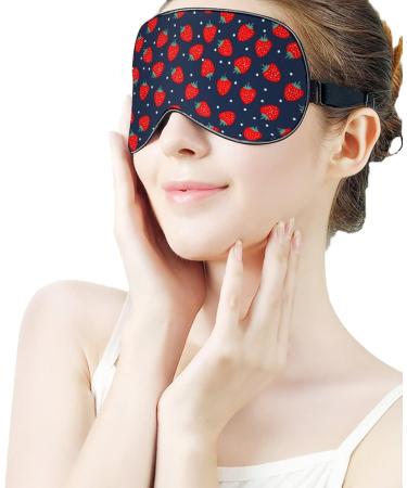 Ripe Strawberries Sleep Mask for Women - Adjustable Eye Shades with Elastic Strap | Comfortable & Stylish Sleeping Cover - Buy Online on GoSupps.com