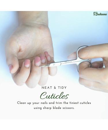 Stelone Premium Small Curved Cuticle Scissors - Stainless Steel Manicure Tool for Women - Buy Online on GoSupps.com