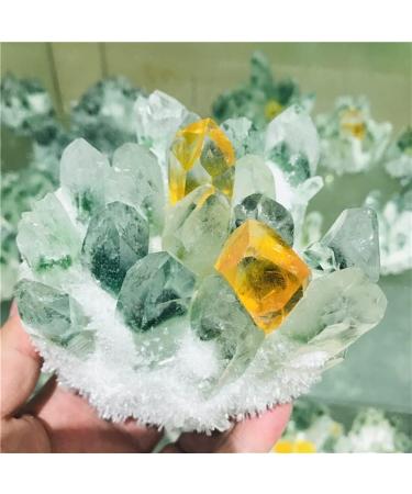 Crystal Rough Home Decoration Quartz Cluster Natural Green Ghost Crystal Cluster Inlaid with Yellow Specimen Stones (Size : 900-1000g) - Buy Online on GoSupps.com